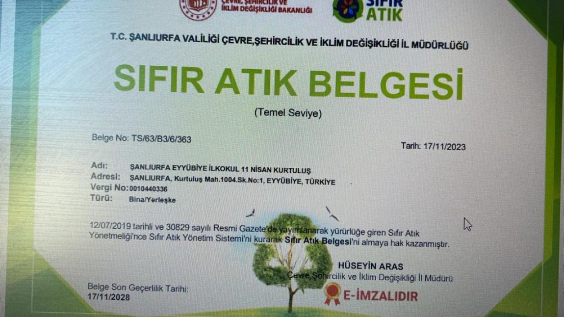 Sıfır Atık Belgesi